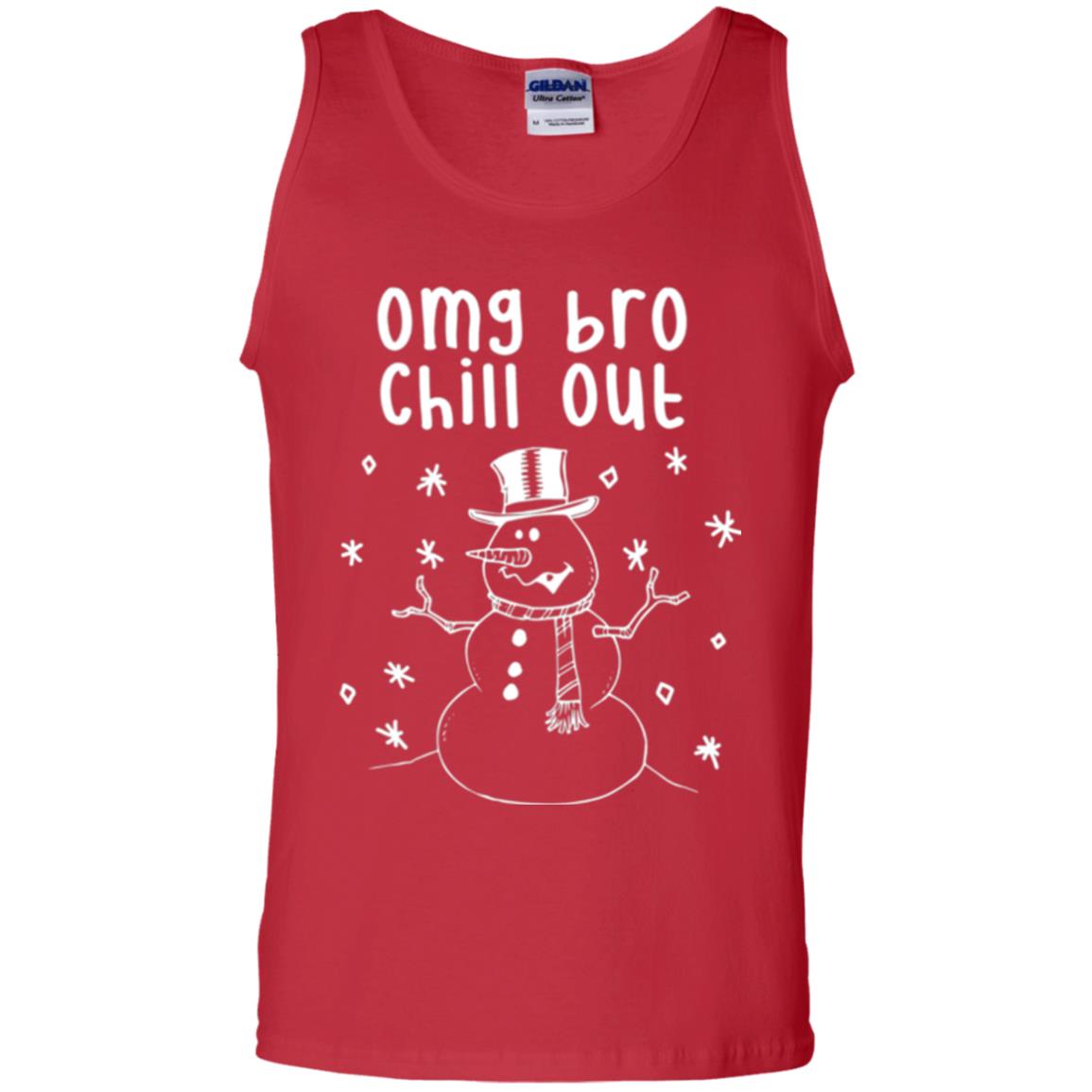 Snowman T-shirt Omg Bro Chill Out Red