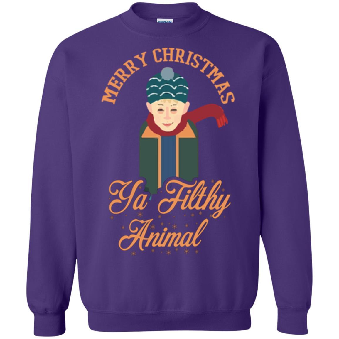 Christmas T-shirt Merry Christmas Ya Filthy Animal Purple