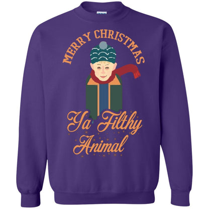 Christmas T-shirt Merry Christmas Ya Filthy Animal Purple