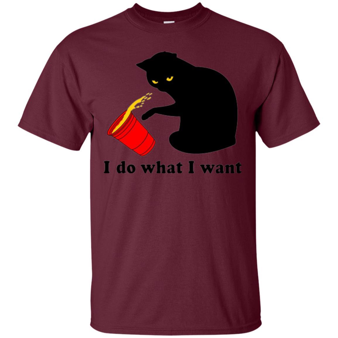 Cat Lover T-shirt I Do What I Want Maroon