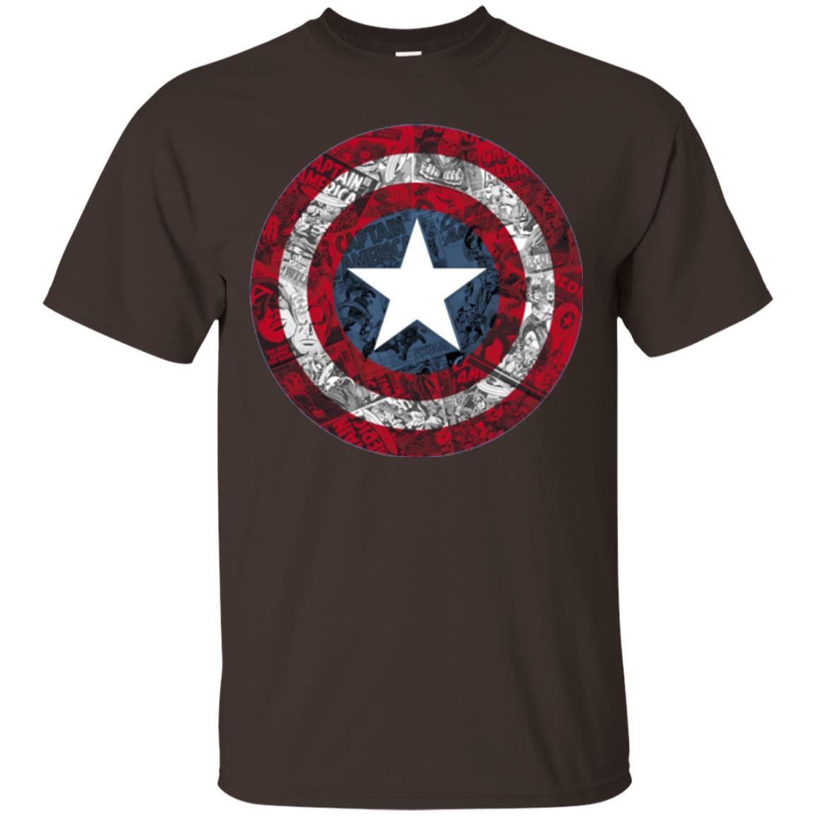 Film T-shirt Captain America Avengers Shield Comic Graphic Dark Chocolate