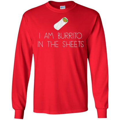 Burrito T-shirt I Am A Burrito In The Sheets Swaddling Red