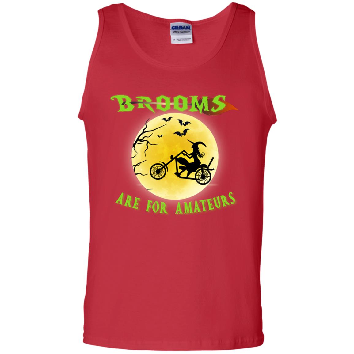 Brooms Are For Amateurs Witches Ride A Motorcycle Funny Halloween Shirt Red