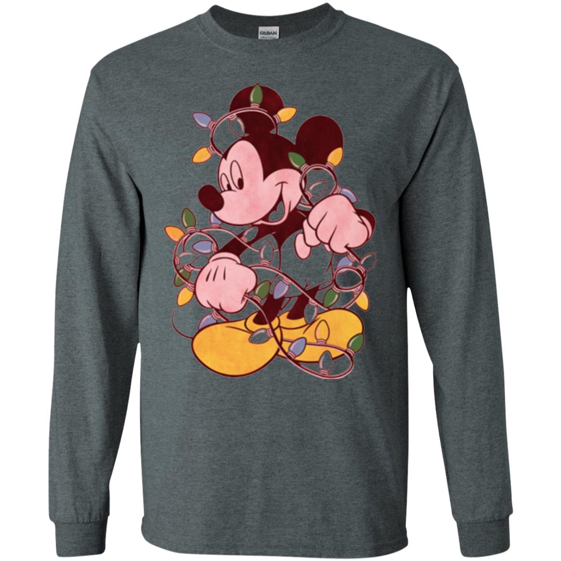 Christmas Lights T-shirt Disney Mickey Mouse Dark Heather
