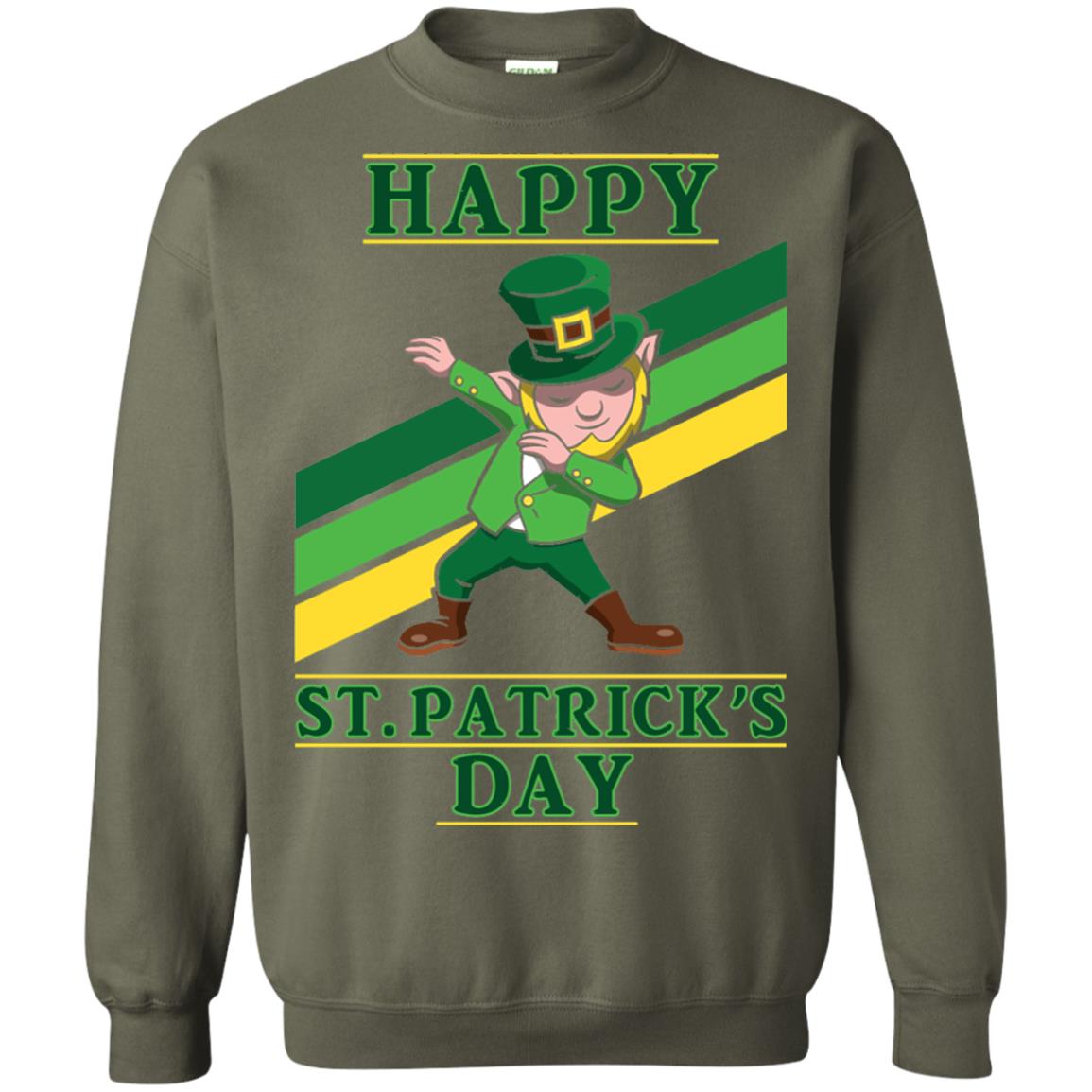 Dabbing Leprechaun Saint Patrick_s Day T-shirt Military Green