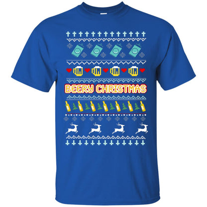 Beery Christmas Merry X-mas Beer Drinking Lovers Gift Shirt Royal