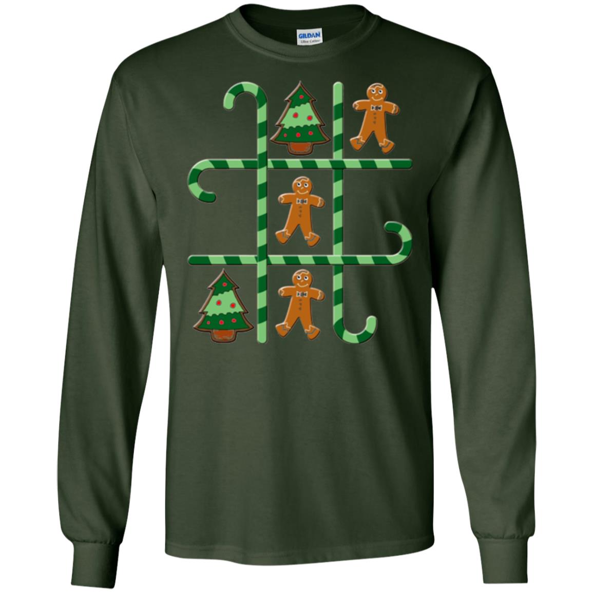 Christmas T-shirt Tic Tac Toe Board Game Forest Green