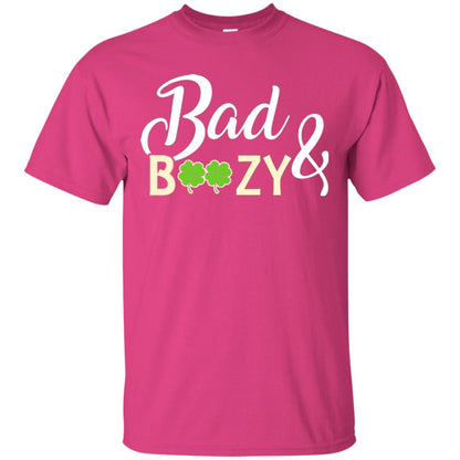 Saint Patrick's Day T-shirt Bad And Boozy Shamrock Heliconia
