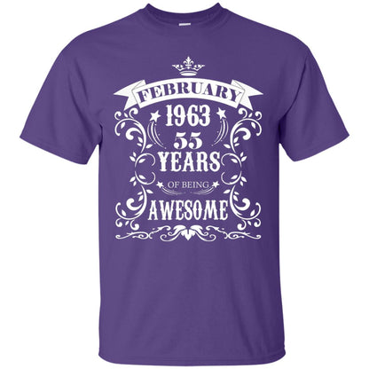 55th Birthday Shirt Awesome Born In February 1963 55 Years Of Being Awesome Purple