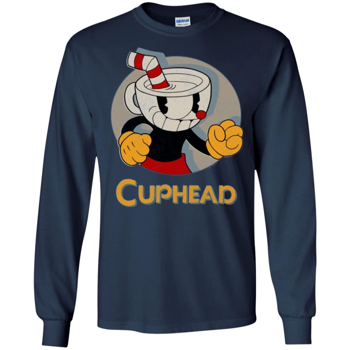 Cuphead Circle Shadow Profile Vintage Graphic T-shirt Navy