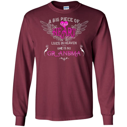 A Big Piece Of My Heart Lives In Heaven She Is My Grandma Grandchildren Gift Shirt Maroon