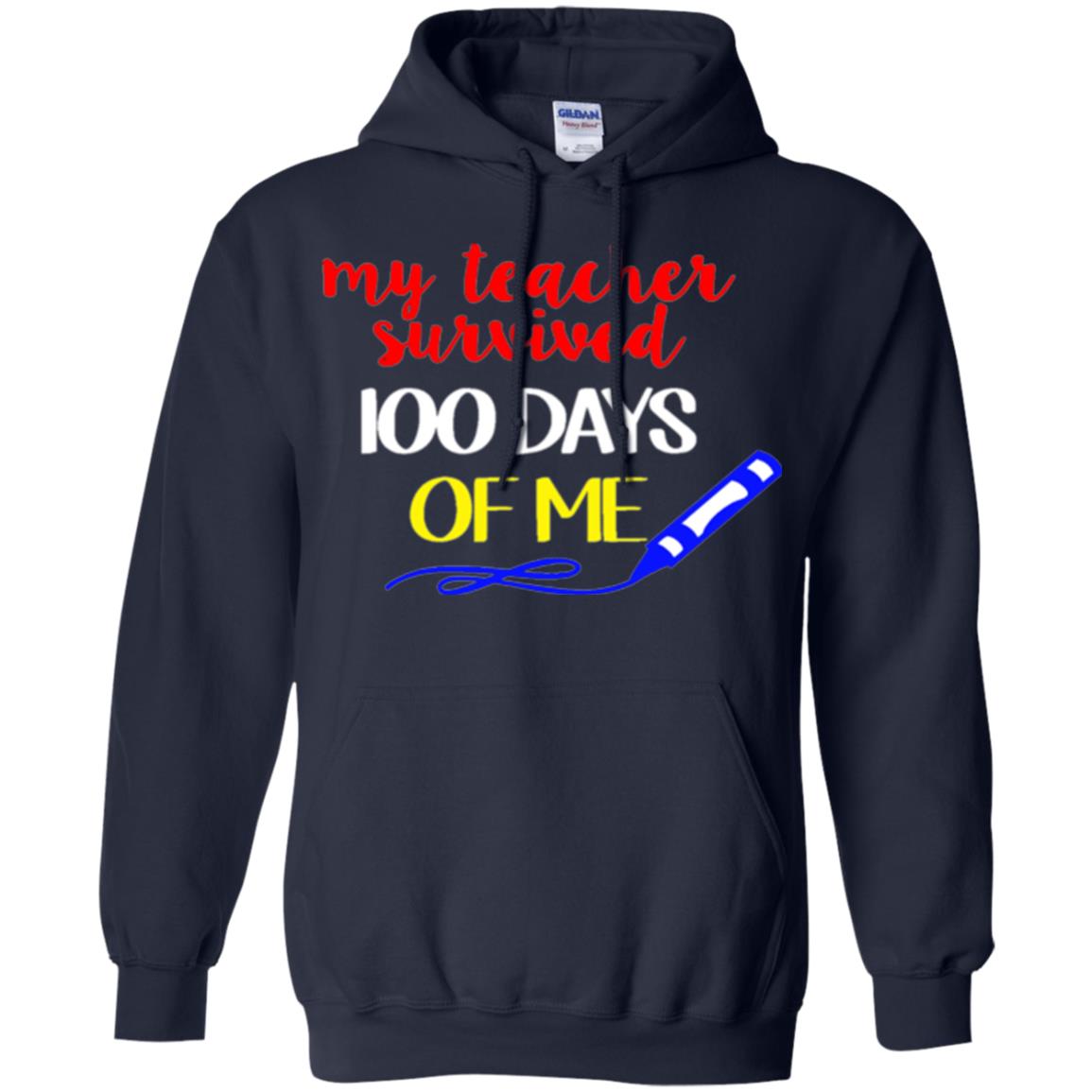 Student T-shirt My Teacher Survived 100 Days Of Me Navy