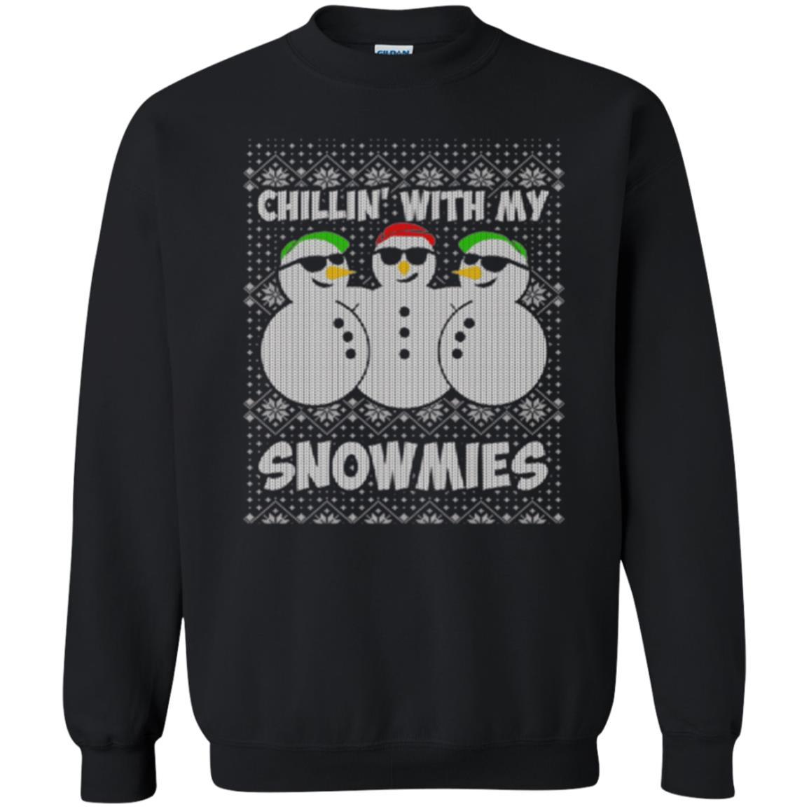 Christmas T-shirt Chillin With My Snowmies Black