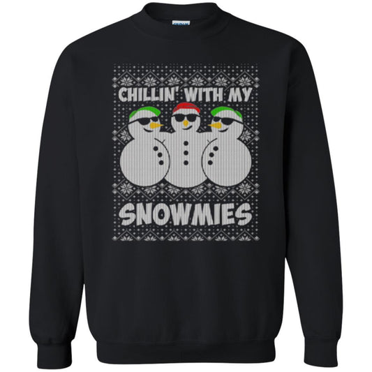 Christmas T-shirt Chillin With My Snowmies Black