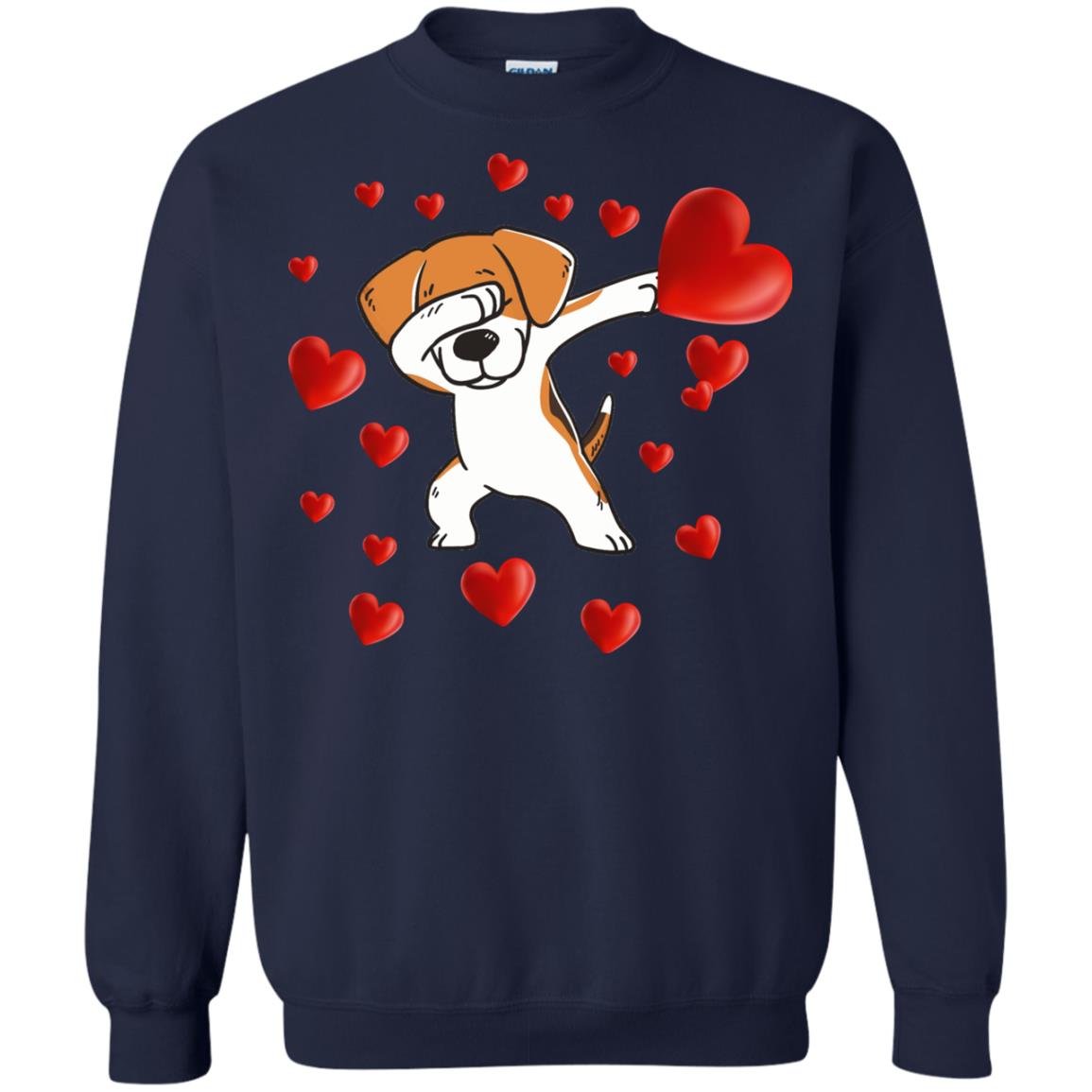 Valentines Day T-shirt Dabbing Dog Navy