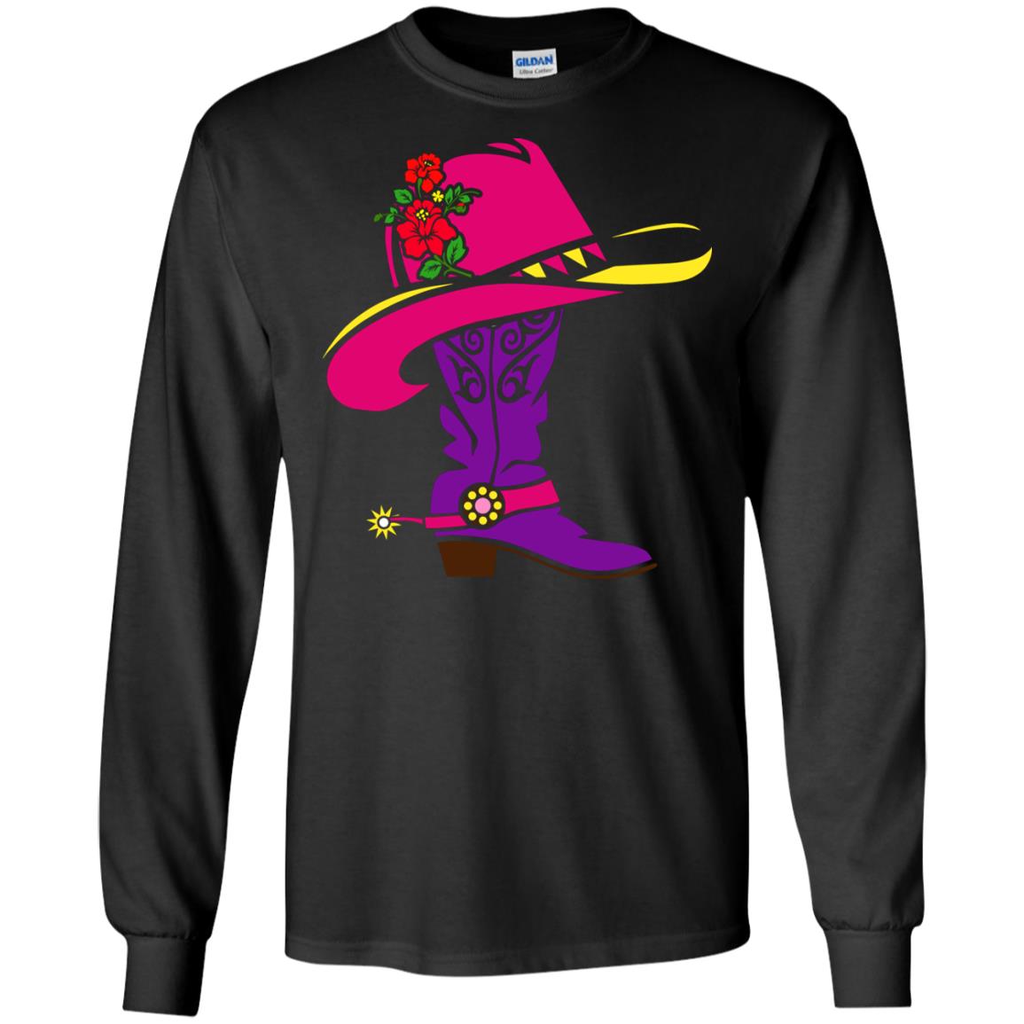 Cowgirl Boots With Hat T-shirt Black