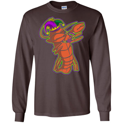 Dabbing Mardi Gras Crawfish T-shirt Mardi Gras Gift Shirt Dark Chocolate
