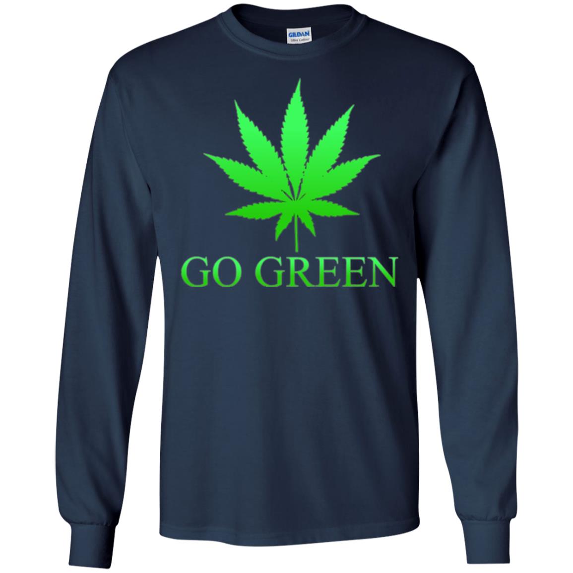 Go Green Weed T Shirt Marijuana Leaf Navy