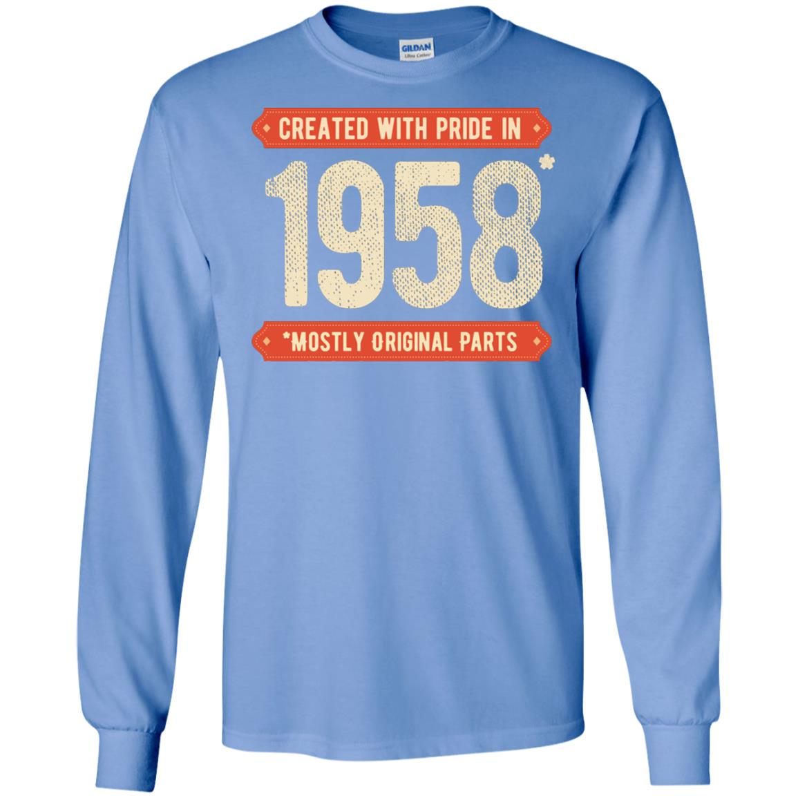 Created With Pride In 1958 Mostly Original Parts 60th Birthday T-shirt Carolina Blue