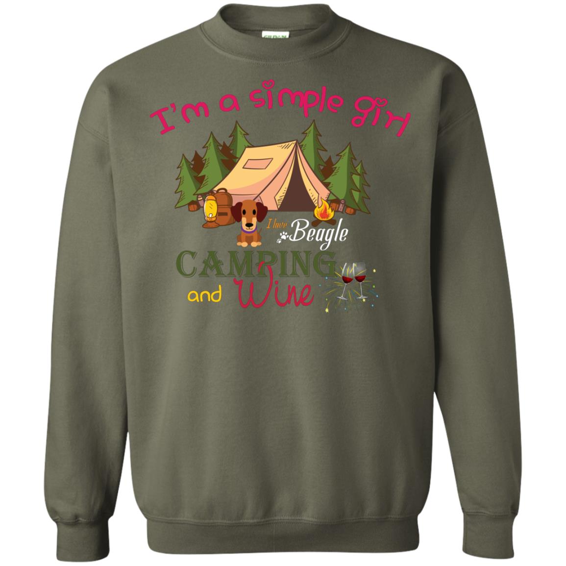 I’m A Simple Girl I Love Beagle Camping And Wine Shirt Military Green