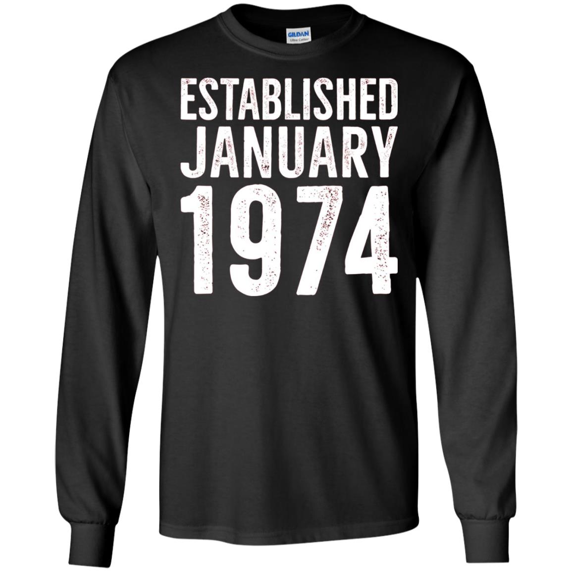 Established January 1974 43rd Birthday T-shirt Black