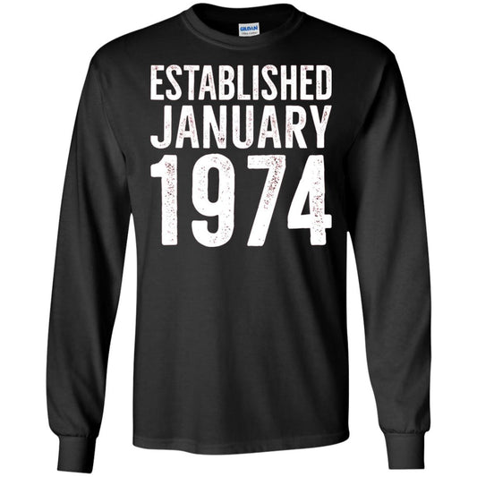 Established January 1974 43rd Birthday T-shirt Black