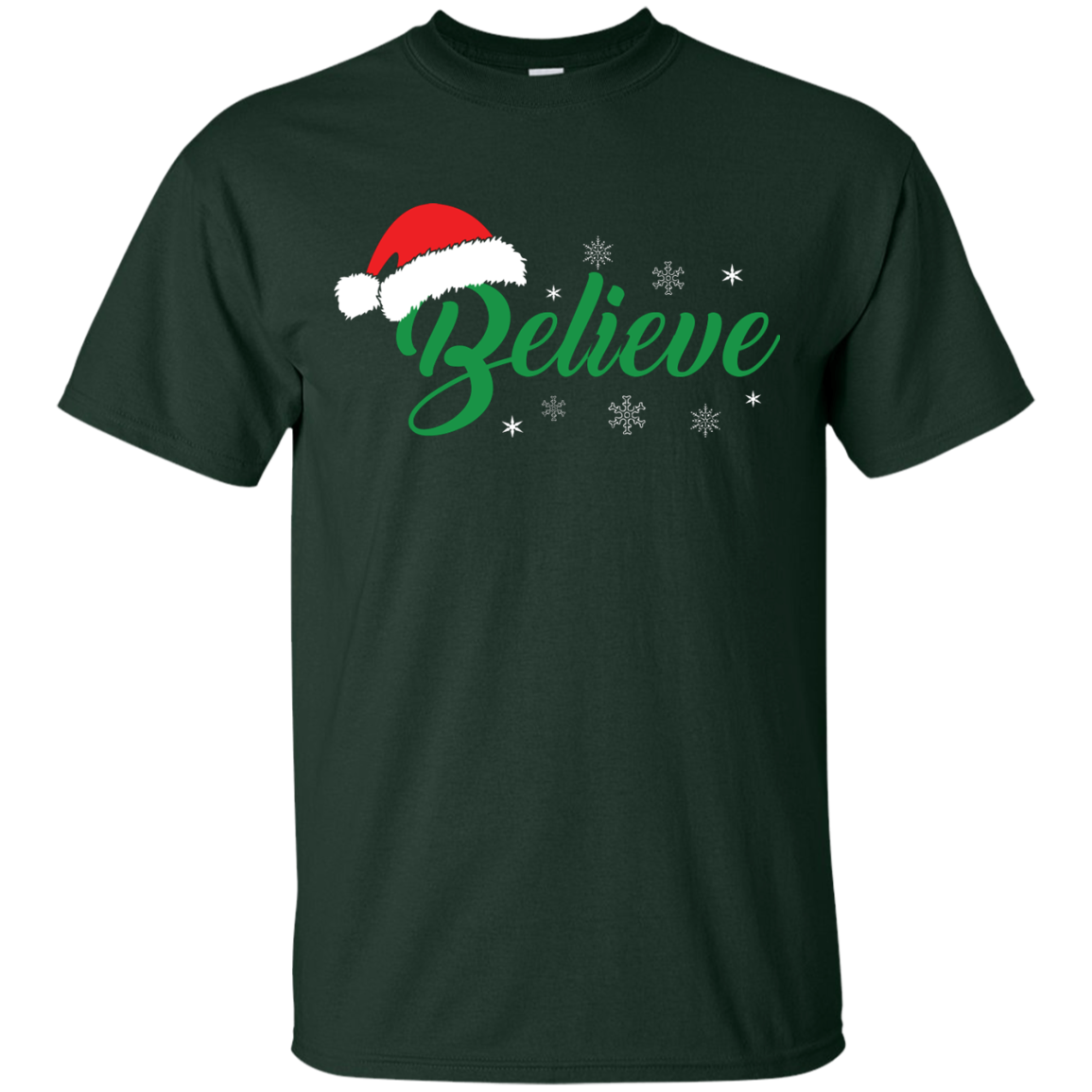 Christmas T-Shirt Believe In Santa Forest Green