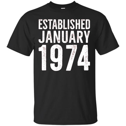 Established January 1974 43rd Birthday T-shirt Black