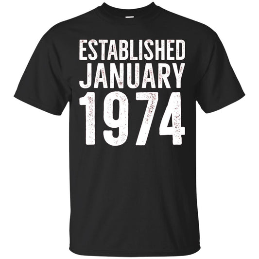 Established January 1974 43rd Birthday T-shirt Black