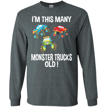 Birthday 3th Shirt Im This Many Monster Trucks Old Dark Heather