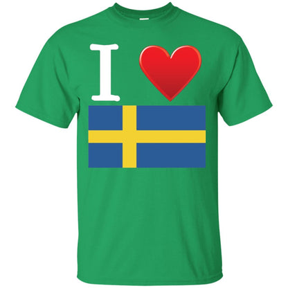 I Heart Love Sweden Flag T-shirt Irish Green