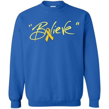 Childhood Cancer Awareness Shirt Gold Ribbon Believe Royal