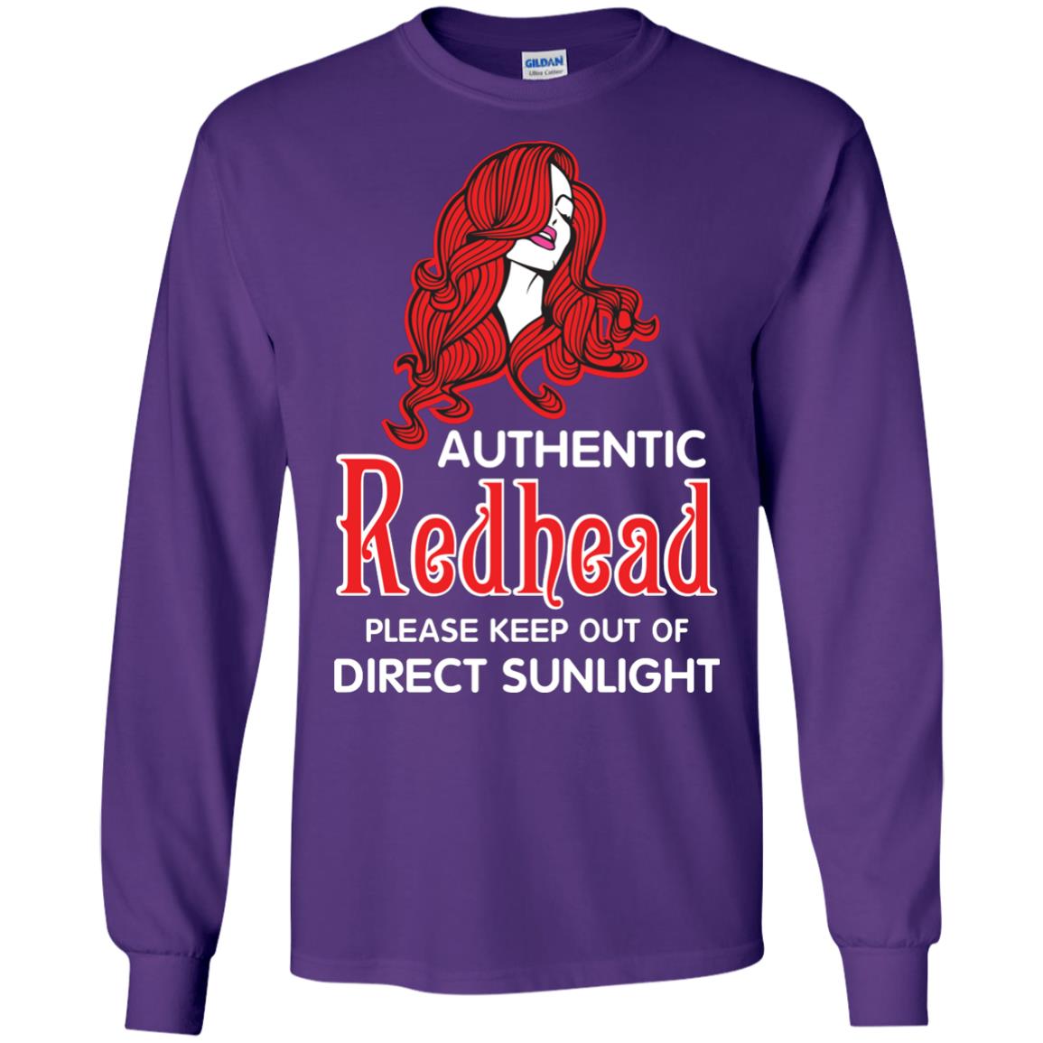 Authentic Redhead Please Keep Out Of Direct Sunlight Cool Redhead Gift Shirt For Girls Purple