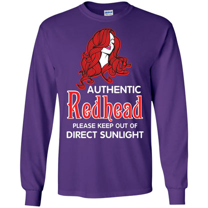 Authentic Redhead Please Keep Out Of Direct Sunlight Cool Redhead Gift Shirt For Girls Purple