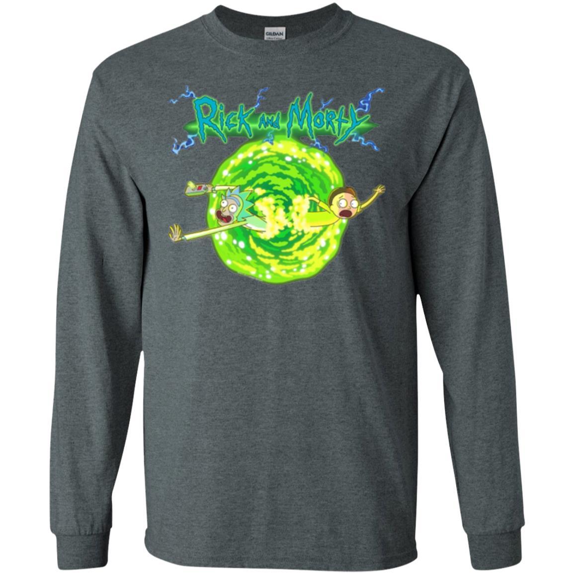 Rick Morty T-shirt Portal Glow Lightning Logo Dark Heather