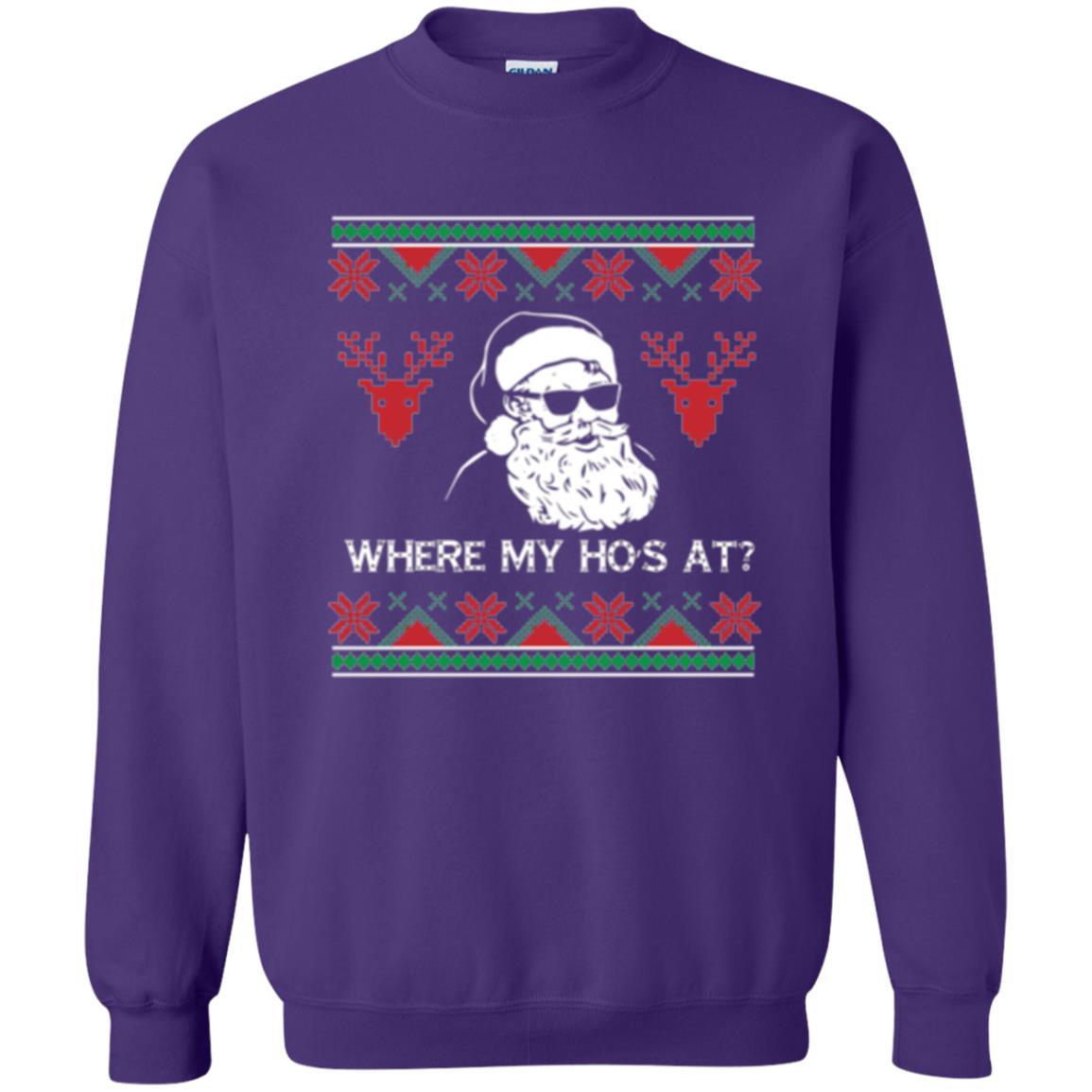 Christmas T-shirt Santa Claus Where My Hos At T-shirt Purple