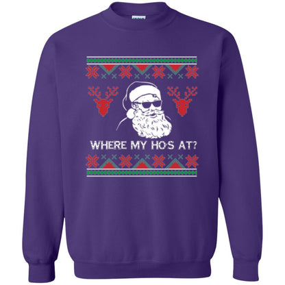 Christmas T-shirt Santa Claus Where My Hos At T-shirt Purple