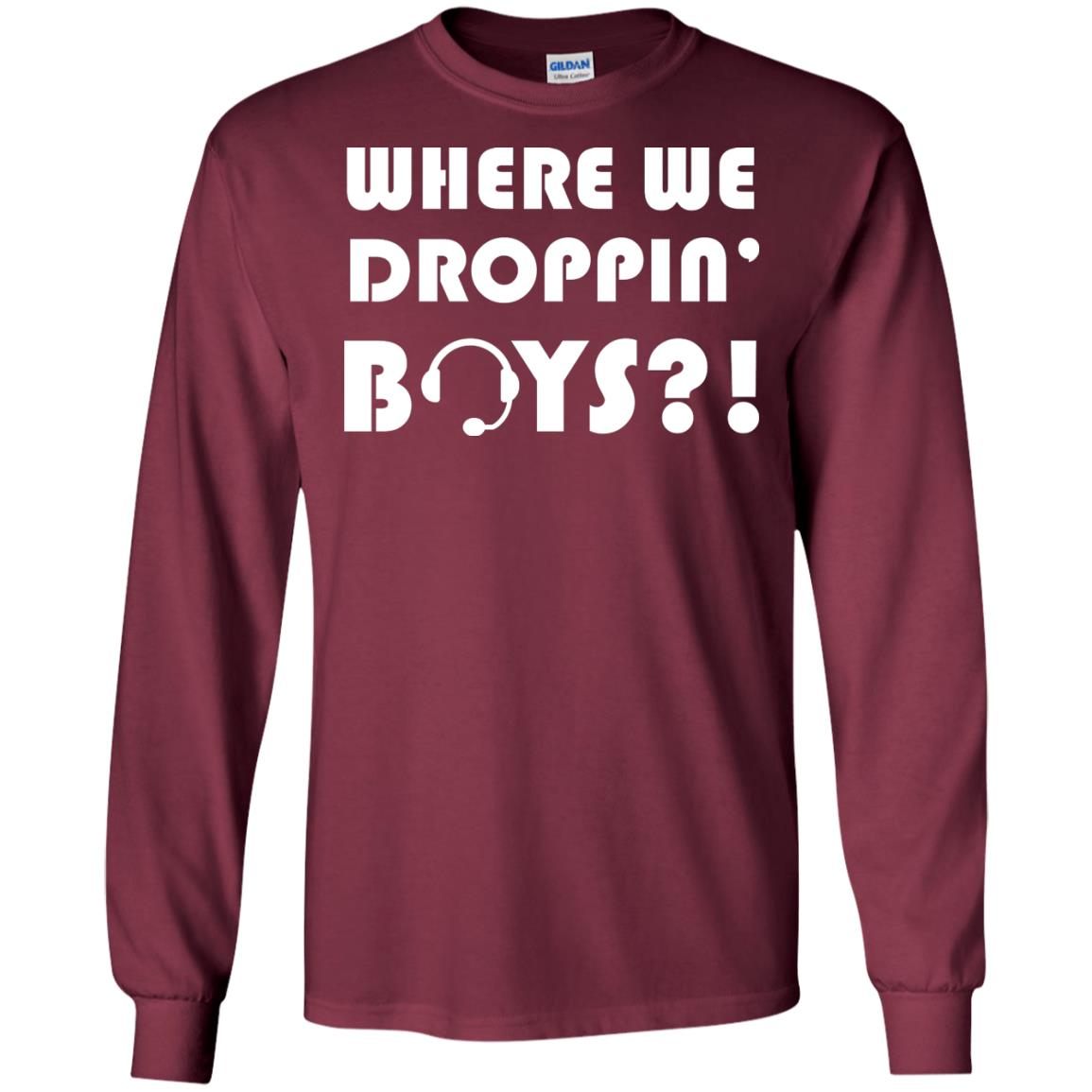 Where We Dropping Boys Gamer Shirt Maroon
