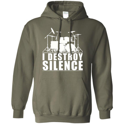 Drums Lover T-shirt I Destroy Silence Military Green
