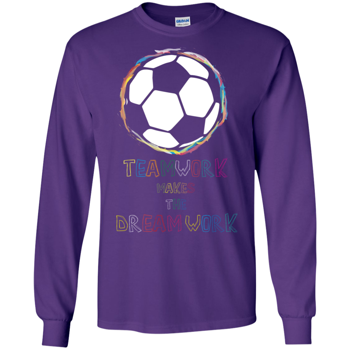 Soccer T-shirt Teamwork Makes The Dreamwork Purple