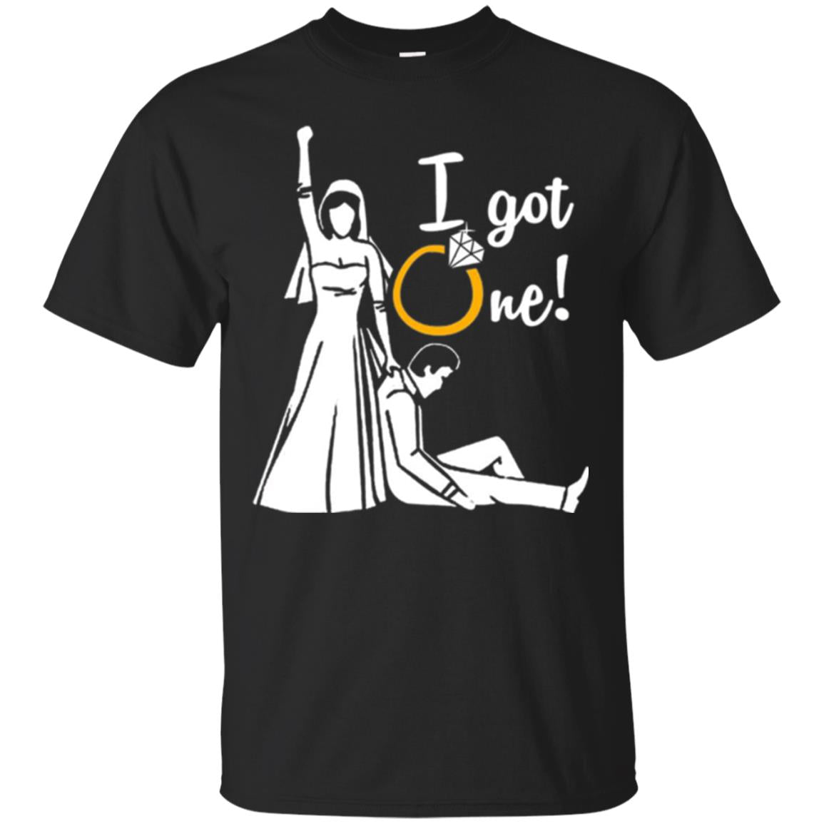 Just Married T-shirt I Got One - Funny Gift For Bride Black