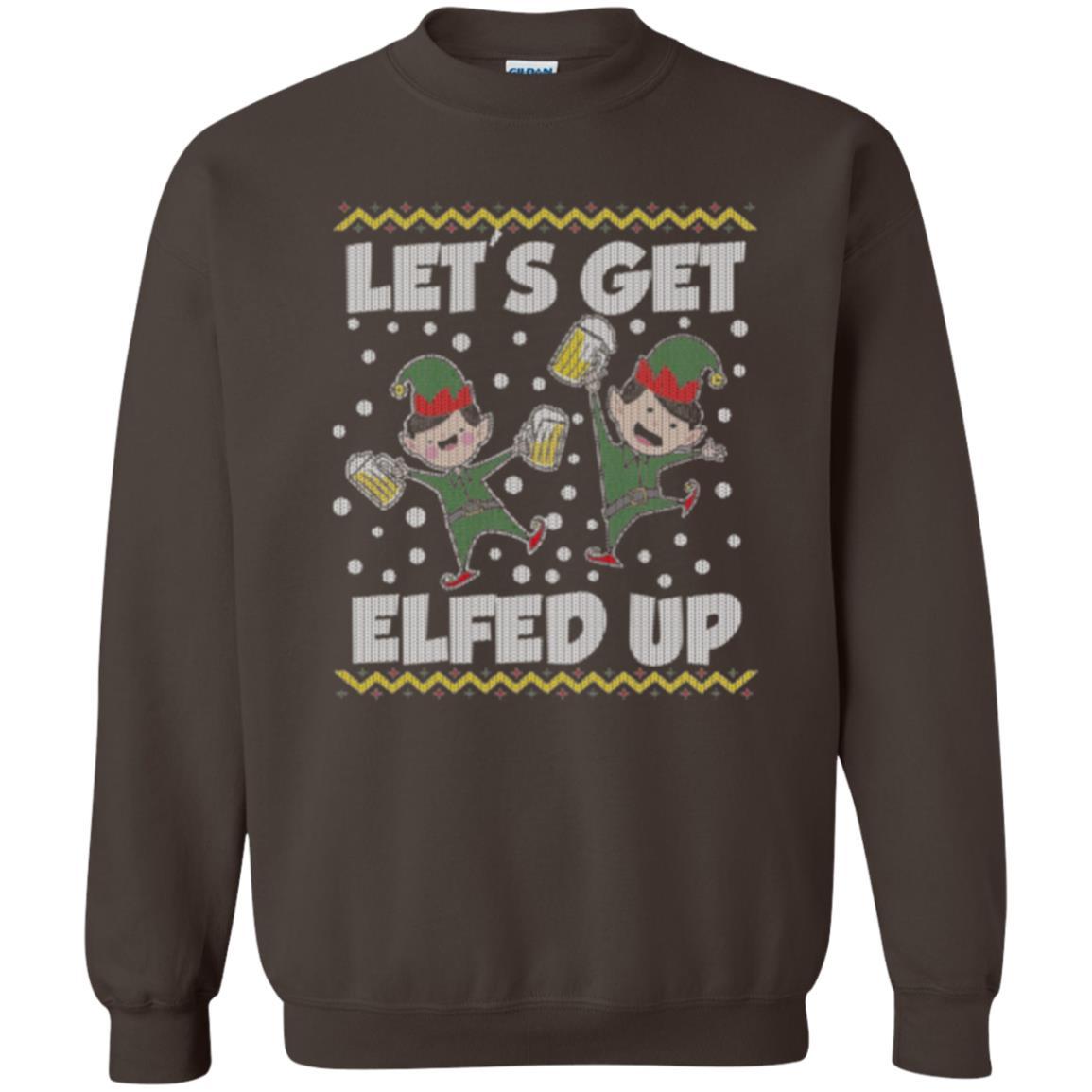 Christmas T-shirt Let's Get Elfed Up Dark Chocolate