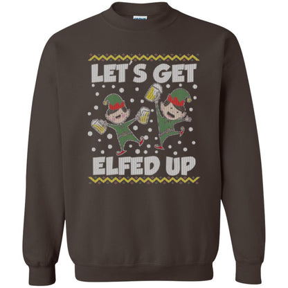 Christmas T-shirt Let's Get Elfed Up Dark Chocolate