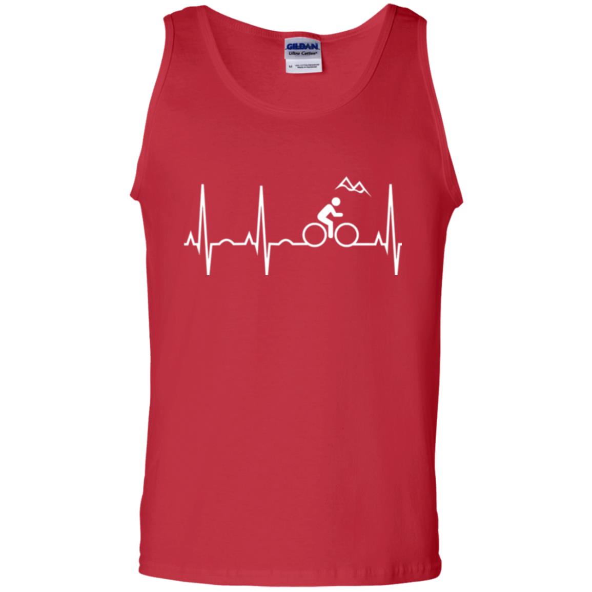 Mountain Bike Heartbeat Mountain Biking T-shirt Red