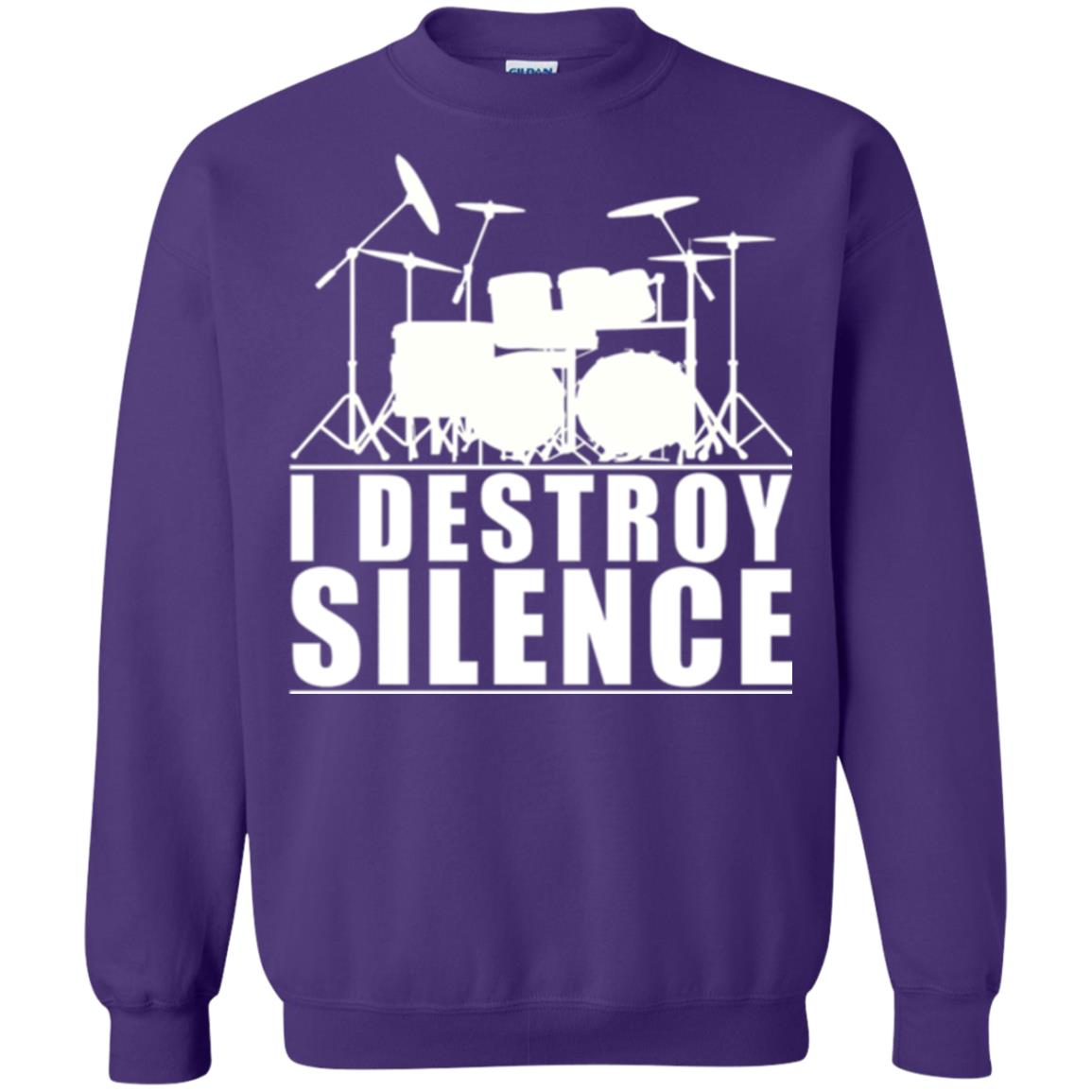 Drums Lover T-shirt I Destroy Silence Purple