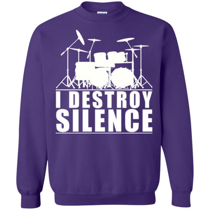 Drums Lover T-shirt I Destroy Silence Purple