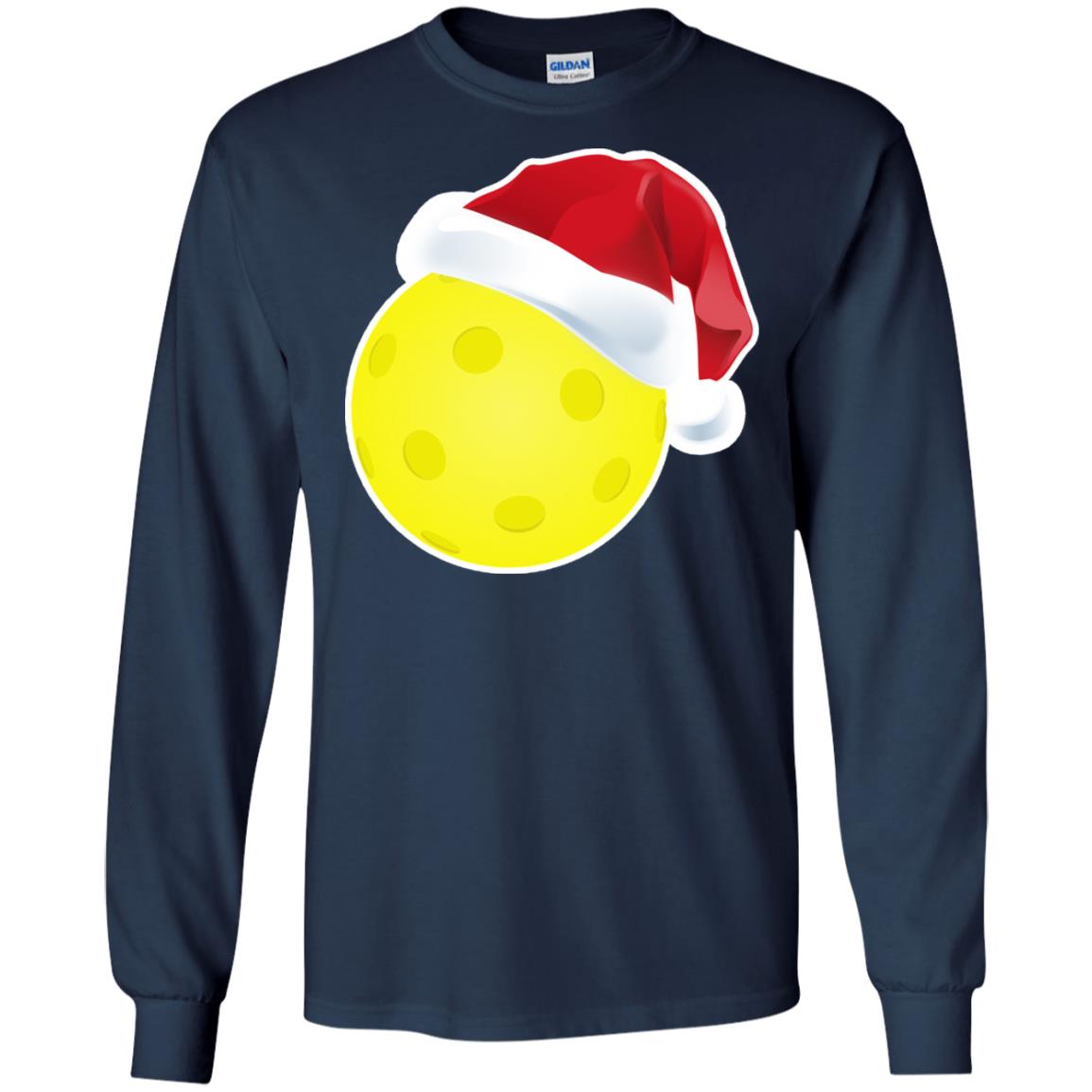 Pickleball With Santa Claus Hat X-mas Shirt For Pickleball Lovers Navy