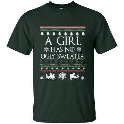 Christmas T-shirt Girl Has No Ugly Sweater Forest Green