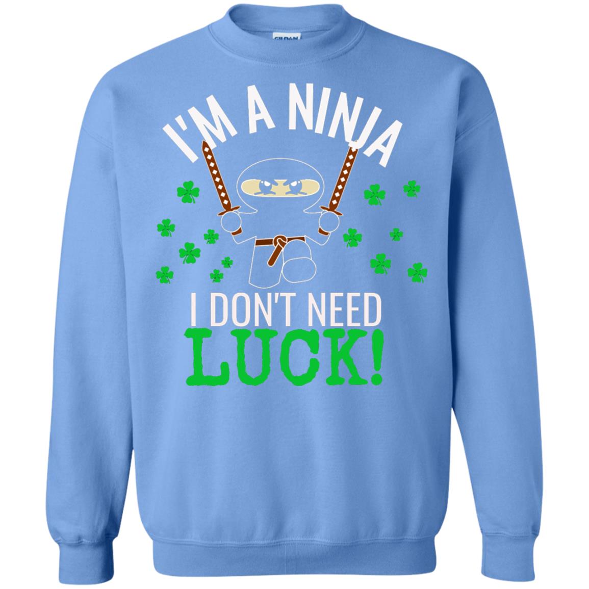 Ninja Luck Green St. Patrick_s Day T-shirt Carolina Blue