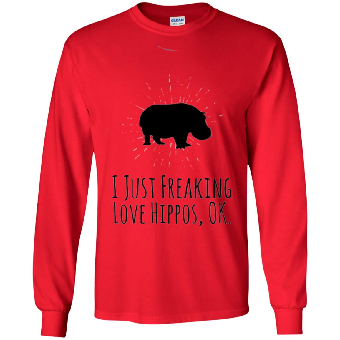 Hippos Lover T-shirt I Just Freaking Love Hippos Ok Red